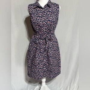 Tommy Hilfiger Sheath Belted Button Down Midi Dress Sleeveless Collar Size 10